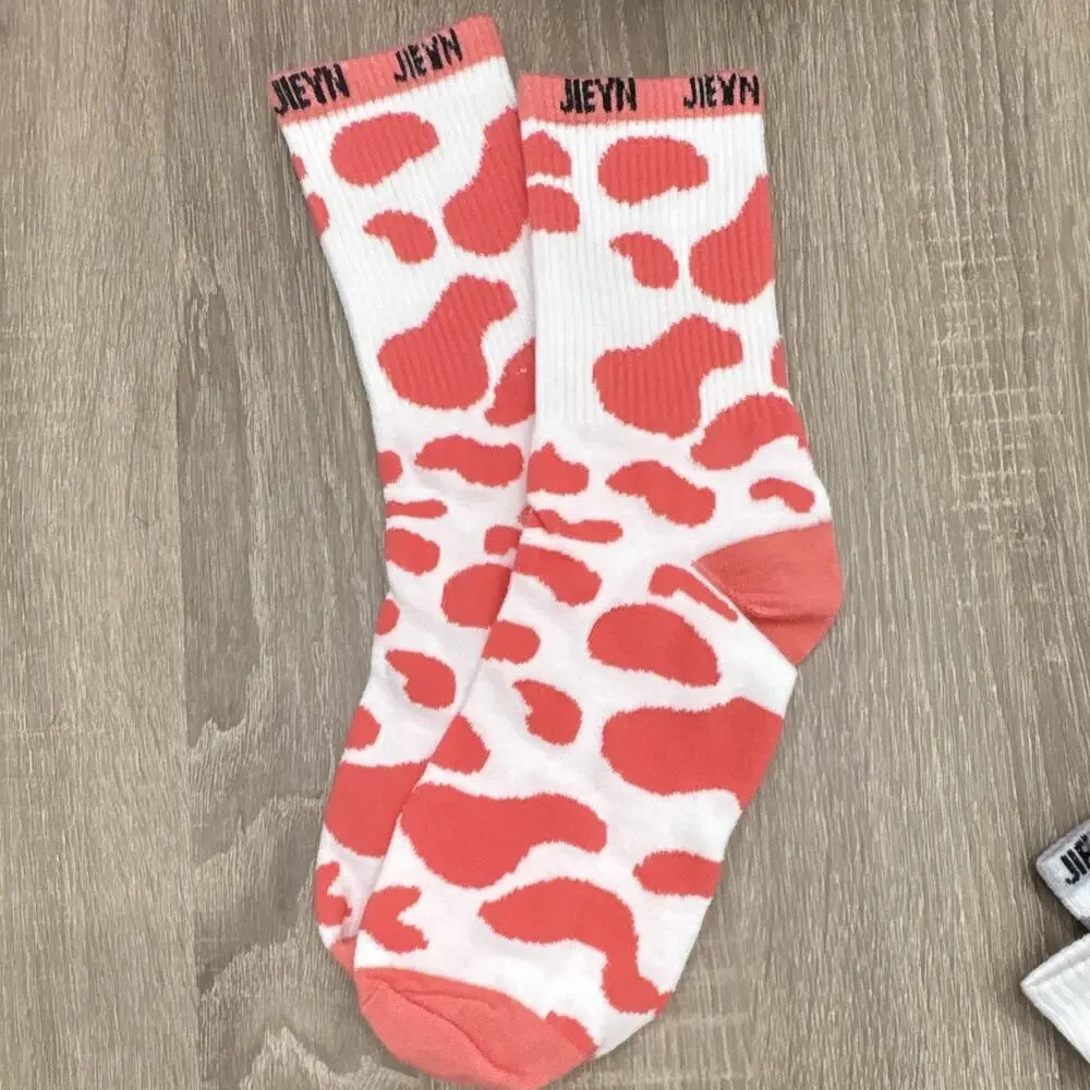 Women’s Crew Socks 4 Pairs Cow Print Western Cowgirl Multicolor One Size